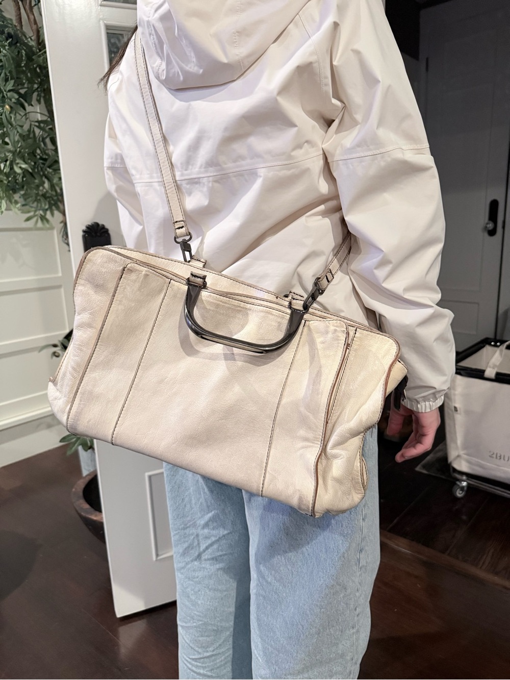 Numero 10 Italian Leather Cream White Handbag Crossbody Purse Travel Bag